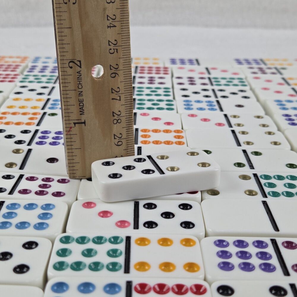Train Dominoes Set Double 12 Color Dots Game With Train Hub Complete - Picture 15 of 16